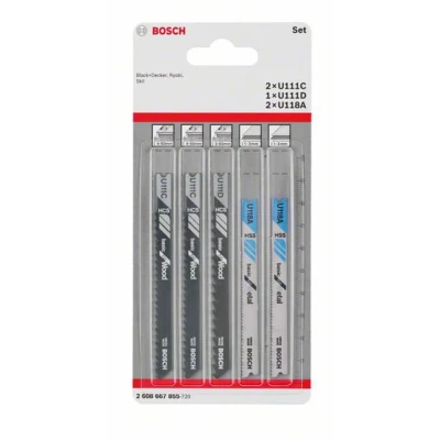 Afbeelding van Bosch Accessories 2608667855 Decoupeerzaagbladenset Basic for Wood and Metal, 5 delig, universele schacht stuk(s)