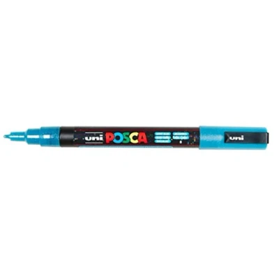 Image de Marqueur Posca Pointe conique fine Bleu clair pailleté