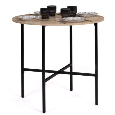 Afbeelding van Table à manger DETROIT ronde 2 4 personnes design industriel 80 cm