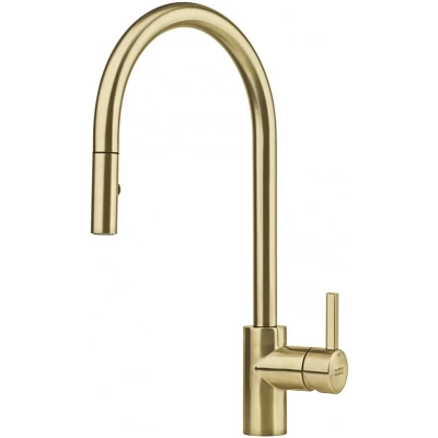 Afbeelding van Franke gouden Keukenkraan Eos Neo met uitloop uittrekbare sproeikop pvd gold 115.0681.244
