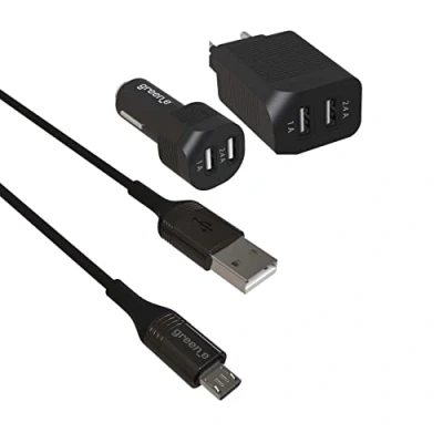 Image de GREEN E Kit de Charge Ecoconçu (Cable Micro USB vers + Adaptateur prise allume cigare)