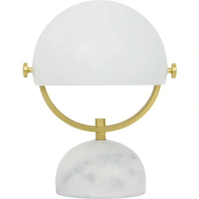 Afbeelding van Beacon tafellamp Lowe, wit/messing, marmeren voet