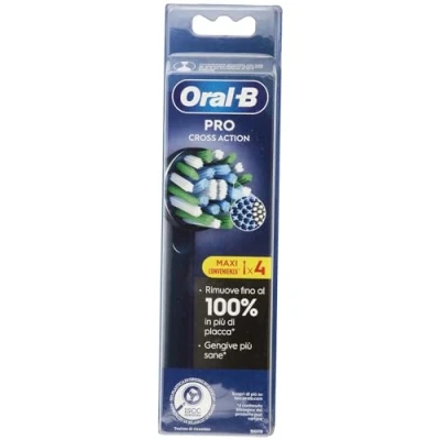 Afbeelding van Oral B Cross Action Elektrische tandenborstelkoppen, 4 stuks, zwart, hoekige borstelharen die zich aan elke tand aanpassen voor een grondige reiniging