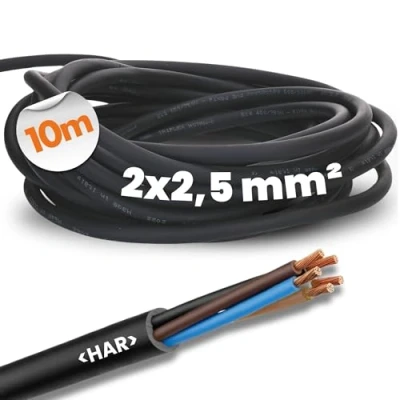 Afbeelding van 10 meter Lapp 1600187 H07RN F 2x2,5 mm² flexibele rubberen kabel zonder aardgeleider I UV bestendige voor buitengebruik oliebestendig koudebestendig zwarte aansluitkabel