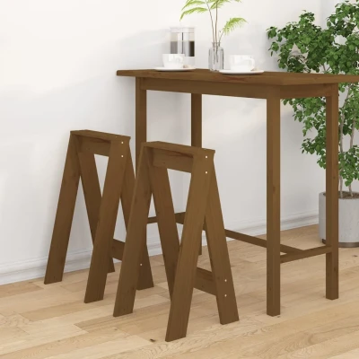 Afbeelding van Krukken 2 st 40x40x75 cm massief grenenhout honingbruin