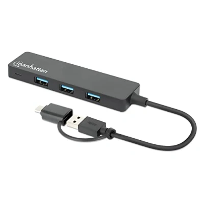 Afbeelding van Manhattan 180863 USB 3.2 Gen 1 hub 4 poorten Zwart