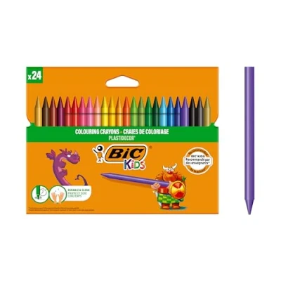 Image de Craie Ronde Bic Plastidecor Etui de 24 Craies Rondes couleurs vives