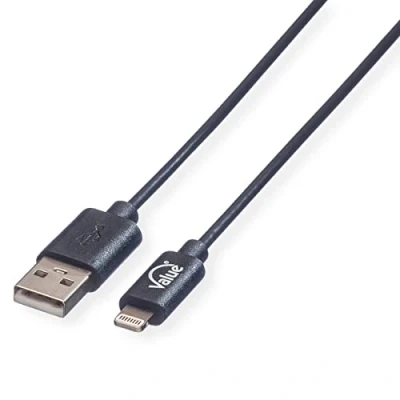 Afbeelding van VALUE USB 2.0 synchronisatie en oplaadkabel met Lightning connector, 1 m