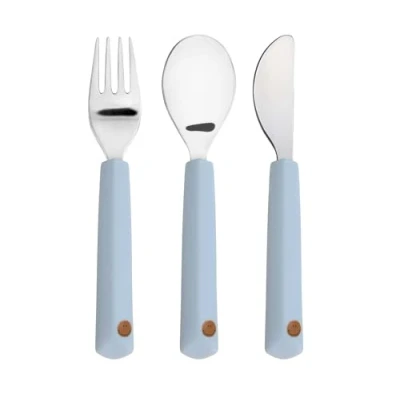 Afbeelding van Lassig Silicone Bestekset Happy Rascals Smile Blue