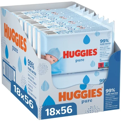 Afbeelding van Huggies Pure Billendoekjes 1008 babydoekjes 18 x 56