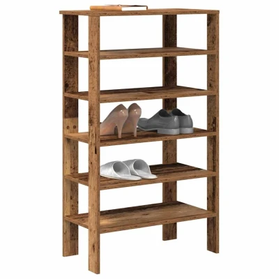 Afbeelding van Schoenenrek 61x32x105 cm bewerkt hout oud houtkleurig