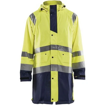 Image de Veste de pluie haute visibilité niveau 1 jaune fluorescent/marine