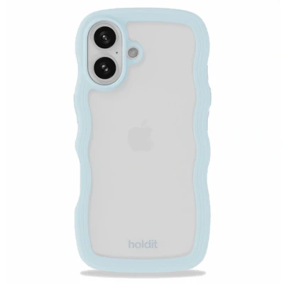Afbeelding van Holdit Hoesje Geschikt voor iPhone 16 Wavy Case Lichtblauw
