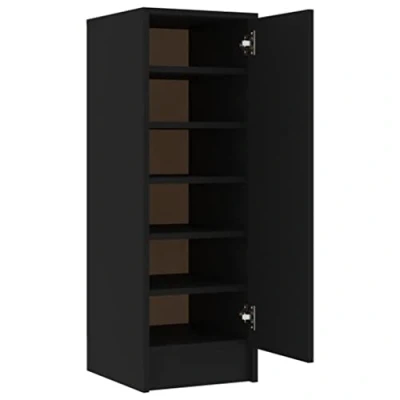 Afbeelding van vidaXL Schoenenkast, zwart, 32x35x92 cm, spaanplaat