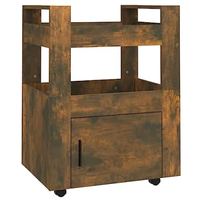 Afbeelding van Keukentrolley 60x45x80 cm bewerkt hout gerookt eikenkleurig