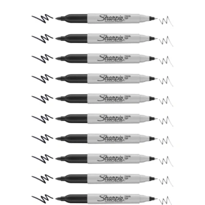 Afbeelding van Sharpie Set van 10 permanente markers met dubbele punt zwarte inkt fijne en ultradunne