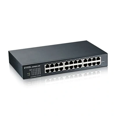 Afbeelding van Zyxel 24 Gigabit Switch poorten, intelligent beheer, montage in rack/tafel en zonder ventilator, VLAN, IGMP, QoS, levenslange garantie [GS1900 24E]