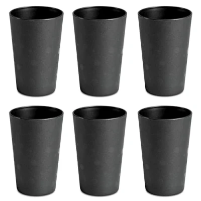 Afbeelding van Hausfelder Drinkbeker 6 delige set, onbreekbare herbruikbare camper en kinderbekers, kunststofbekers 275 ml (6 stuks, antraciet)