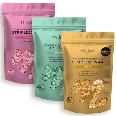 Afbeelding van Mylee Set van 3 trio&#039;s zonder geavanceerde strepen, afpelbare hete wasparels, pijnloze ontharing, geen strepen nodig, warme wax, volledig lichaam, gezicht, Braziliaanse bikini,