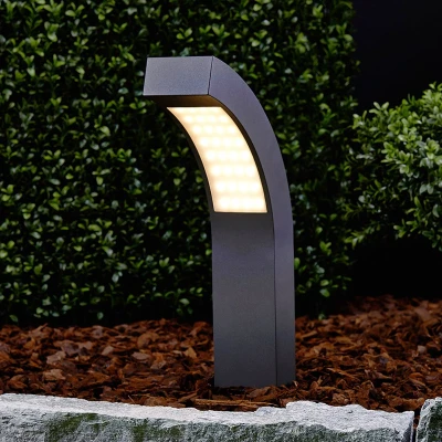 Afbeelding van Lucande LED buitenlamp 1licht aluminium, kunststof H: 40 cm grafietgrijs, wit transparant Inclusief lichtbron