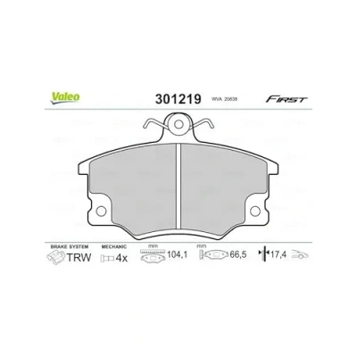 Afbeelding van VALEO 301219 Remblokkenset FIRST Vooras Incl. slijtage waarschuwingscontact Zonder anti kreukplaat ALFA ROMEO: Spider, 155, 145