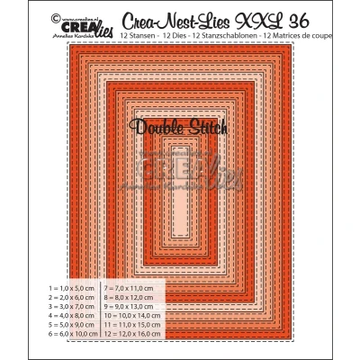 Afbeelding van Crealies Double Stitch Rectangle max. 12 x 16 cm / CLNestXXL36