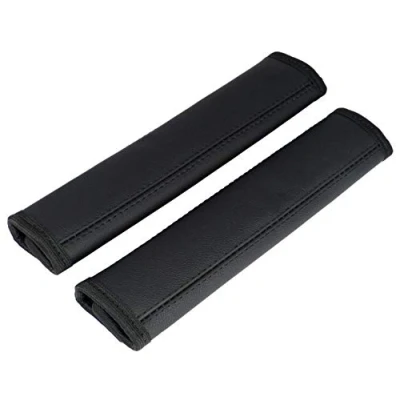 Afbeelding van L&amp;P Car Design GmbH A093 Schouderkussen van echt leer, zwart, 2 stuks zwart met zwarte naad,