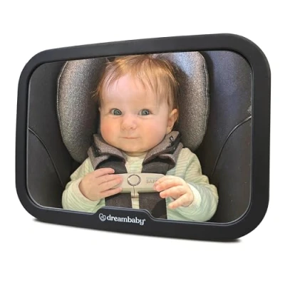 Afbeelding van Dreambaby Grote rechthoekige spiegel voor de achterbank, verstelbaar, zwart, 20 x 24 cm