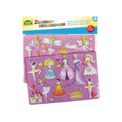 Afbeelding van SIMM Speelgoed Elfenset, 2 sjablonen met motieven en kleurpatronen voor prinsessen sprookjes, 26 x 19 cm, kinderen vanaf 3 jaar, 65766, meerkleurig