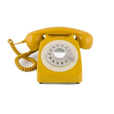 Afbeelding van GPO 746ROTARYMUS Telefoon retro jaren ‘70, draaischijf, mosterdgeel
