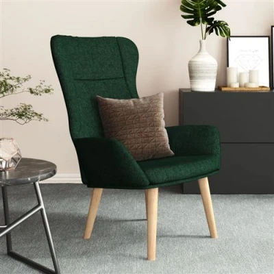 Image de vidaXL Chaise de relaxation Vert foncé Tissu341295