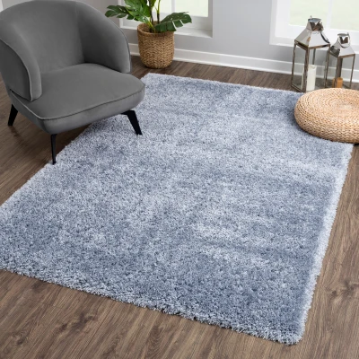 Afbeelding van Porto Soft Fluffy Vloerkleed Hoogpolig Effen Blauw 120X170 cm