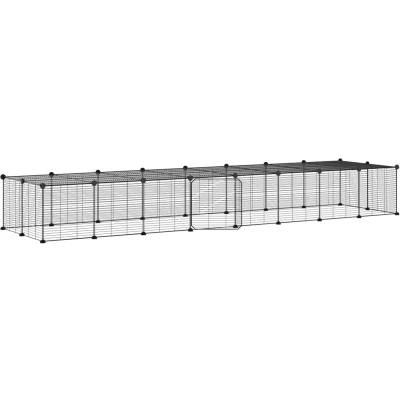Afbeelding van vidaXL Huisdierenkooi met deur 36 panelen 35x35 cm staal zwart