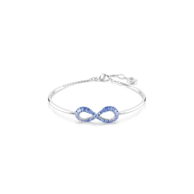 Afbeelding van Swarovski Armband met hyperbola, oneindigheid, blauw, gerhodineerd metaal, Gerhodineerd, Kubieke zirkonia