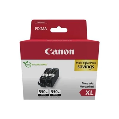 Image de Canon PGI 550PGBK XL Twin Pack de 2 15 ml à rendement élevé noir original boîte suspension réservoir d&#039;encre pour PIXMA iP8750, iX6850, MG5550, MG5650, MG6450, MG6650, MG7150, MG7550, MX725; PIXUS MG7550