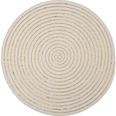 Afbeelding van Atmosphera onderlegger set van 2 Glanzend licht beige Placemat D35 cm