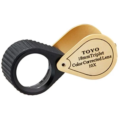 Afbeelding van Toyo 10 x professionele juweliersvergrootglas met tripletlens, 18 mm, goudkleurig