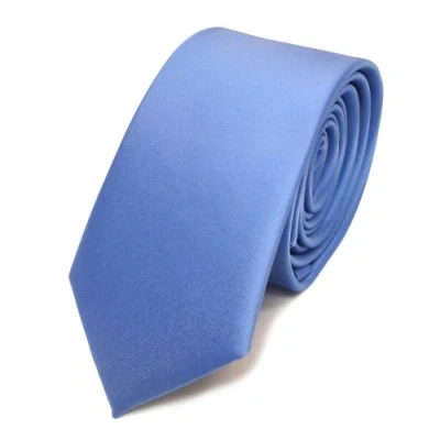 Afbeelding van TigerTie Smalle satijnen stropdas in effen kleur verschillende kleuren, blauw, lichtblauw, babyblauw, One Size