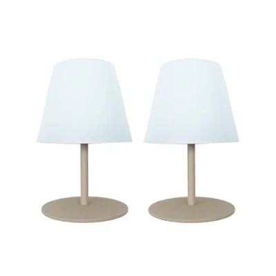 Afbeelding van Set van 2 draadloze led tafellampen TWINS Cream H16cm