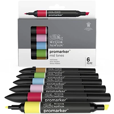Afbeelding van Winsor &amp; Newton promarker™ Mid tones 6 set