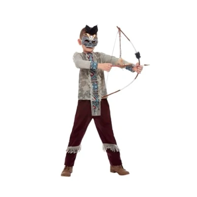 Afbeelding van Smiffys Dark Spirit Warrior Kinder Kostuum Kids tm 9 jaar Grijs