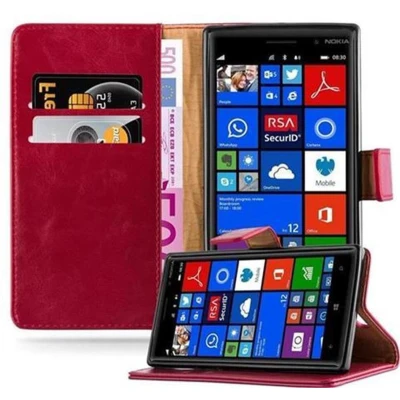 Afbeelding van Cadorabo Hoesje geschikt voor Nokia Lumia 830 in WIJN ROOD Beschermhoes met magnetische sluiting, standfunctie en kaartvakje Book Case Cover Etui