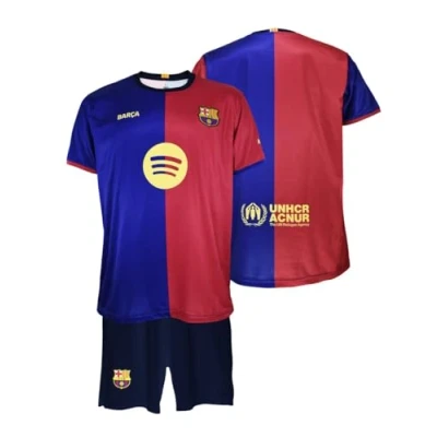 Afbeelding van Futbol Club Barcelona Shirt en broek, eerste outfit seizoen 2024/2025, officiële replica met licentie voor kinderen, Blauw/Granaat
