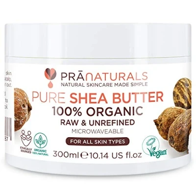 Image de Beurre De Karité Bio Pranaturals 300ml, 100% Brut, Hydratant Et Protecteur UV Pour Tous Types Peau, Hydrate Répare Les Cheveux, Riche En Vitamines, Cosmétique Végétalienne