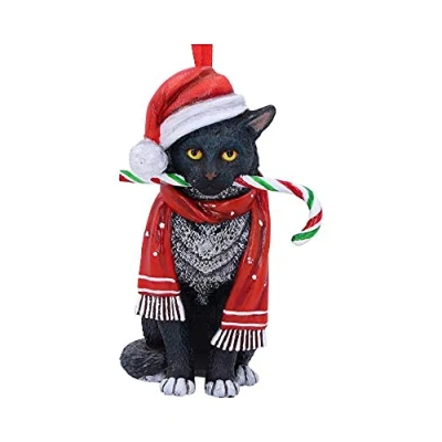 Afbeelding van Nemesis Now Kerstbal Candy Cane Cat Multicolours