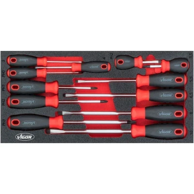 Afbeelding van VIGOR V4989 Schroevendraaierset 12 Gereedschapsmodule (PU schuiminlay)