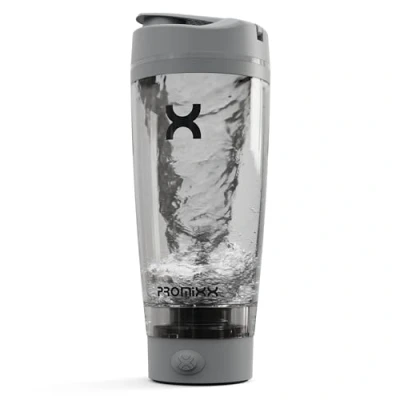 Afbeelding van Promixx Pro Shaker Fles navulbaar, krachtig voor gladde eiwitmilkshakes inclusief supplementenopslag BPA vrij, beker van 591 ml, koudgrijs