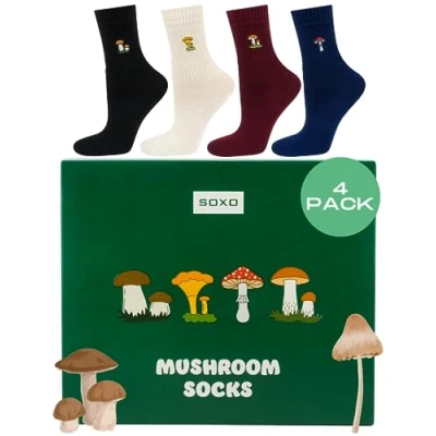 Afbeelding van soxo Blik, bier, sokken, heren, cadeau, grappige geschenken, 40 45, 1 4 paar, Mushroom Dames, paar