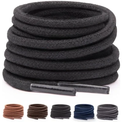 Afbeelding van Miscly Lacets pour Chaussures de Ville Disponibles en Plusieurs Longueurs et Couleurs (91 cm, Noir)