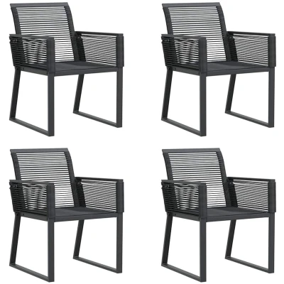 Afbeelding van Tuinstoelen 4 st poly rattan zwart